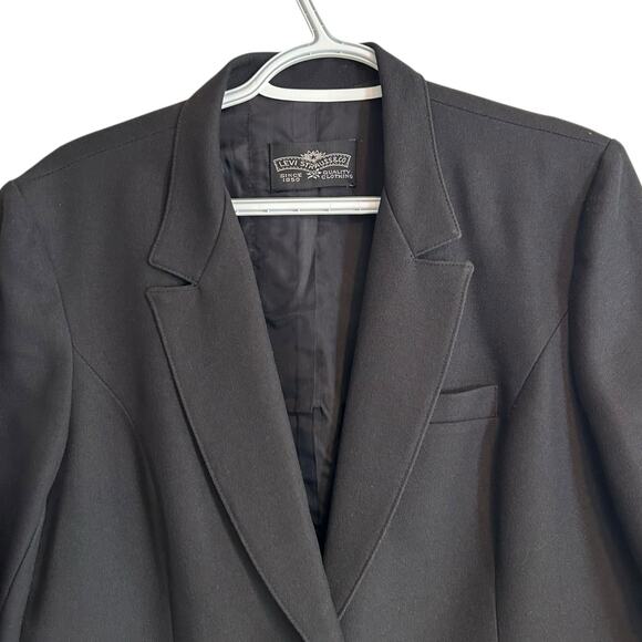Vintage Levis Black Blazer Women Sz Medium 80s Single Breasted Dacron Polyester - Picture 5 of 16